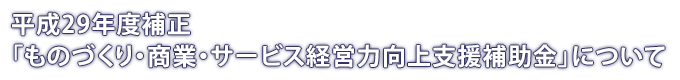 平成２９年度補正「ものづくり・商業・サービス経営力向上支援補助金」について